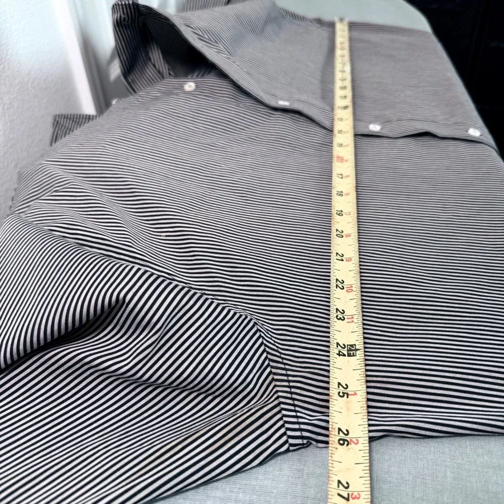 Nick Graham Button Down Shirt Mens 2XL Black White Excellent Stretch Modern Fit